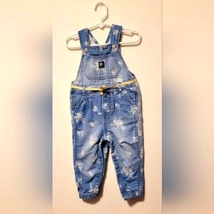 Degrassi Floral Wash Baby Knit Denim Overalls, 18m, girls